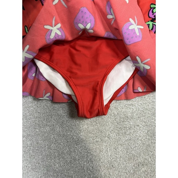 Hannah‎ Anderson Kids Bathing Suit Strawberry Print Ruffled Bottom Size 8 - Picture 3 of 10